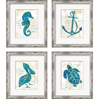 Framed 'On the Wave 4 Piece Framed Art Print Set' border=