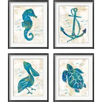 Framed 'On the Wave 4 Piece Framed Art Print Set' border=