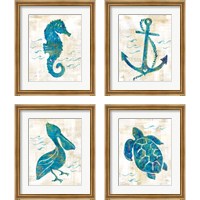 Framed 'On the Wave 4 Piece Framed Art Print Set' border=