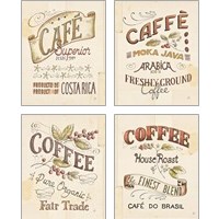 Framed 'Authentic Coffee 4 Piece Art Print Set' border=