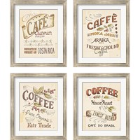 Framed 'Authentic Coffee 4 Piece Framed Art Print Set' border=