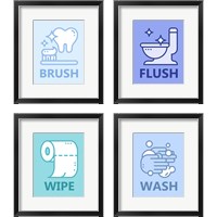 Framed 'Boy's Bathroom 4 Piece Framed Art Print Set' border=