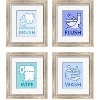 Framed 'Boy's Bathroom 4 Piece Framed Art Print Set' border=