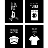 Framed 'Laundry - Black 4 Piece Art Print Set' border=