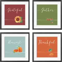 Framed 'Underlined Fall Color 4 Piece Framed Art Print Set' border=