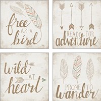 Framed 'Wild & Free 4 Piece Art Print Set' border=