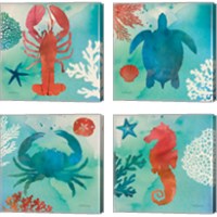 Framed 'Under the Sea 4 Piece Canvas Print Set' border=