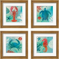 Framed 'Under the Sea 4 Piece Framed Art Print Set' border=