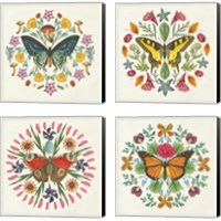 Framed 'Butterfly Mandala 4 Piece Canvas Print Set' border=