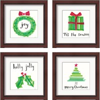 Framed 'Joyful Season 4 Piece Framed Art Print Set' border=