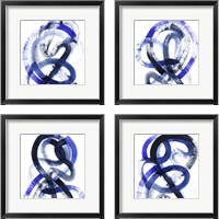 Framed 'Blue Kinesis 4 Piece Framed Art Print Set' border=