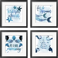 Framed 'Sea Lovers 4 Piece Framed Art Print Set' border=