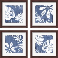 Framed 'Tropical Indigo Impressions 4 Piece Framed Art Print Set' border=