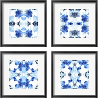 Framed 'Blue Kaleidoscope 4 Piece Framed Art Print Set' border=