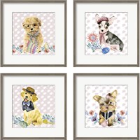 Framed 'Easter Pups 4 Piece Framed Art Print Set' border=