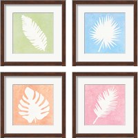 Framed 'Tropical Fun Palms Silhouette 4 Piece Framed Art Print Set' border=