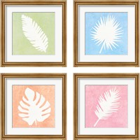 Framed 'Tropical Fun Palms Silhouette 4 Piece Framed Art Print Set' border=