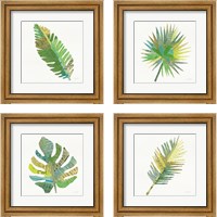 Framed 'Tropical Fun Palms 4 Piece Framed Art Print Set' border=