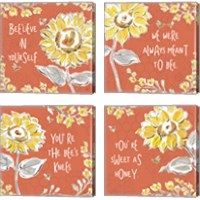 Framed 'Bee Happy Spice 4 Piece Canvas Print Set' border=