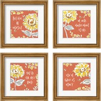 Framed 'Bee Happy Spice 4 Piece Framed Art Print Set' border=