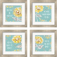 Framed 'Bee Happy 4 Piece Framed Art Print Set' border=