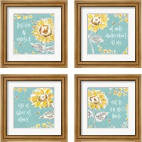 Framed 'Bee Happy 4 Piece Framed Art Print Set' border=