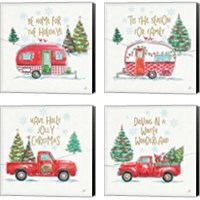Framed 'Christmas in the Country 4 Piece Canvas Print Set' border=