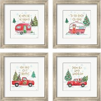 Framed 'Christmas in the Country 4 Piece Framed Art Print Set' border=