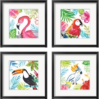 Framed 'Tropicana  4 Piece Framed Art Print Set' border=