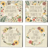 Framed 'Autumn Garden 4 Piece Canvas Print Set' border=