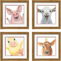 Framed 'Farm Friends 4 Piece Framed Art Print Set' border=