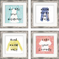 Framed 'Laundry Rules 4 Piece Framed Art Print Set' border=