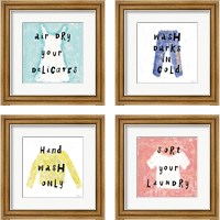 Framed 'Laundry Rules 4 Piece Framed Art Print Set' border=