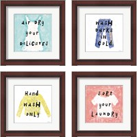 Framed 'Laundry Rules 4 Piece Framed Art Print Set' border=