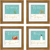 Framed 'Underlined Christmas 4 Piece Framed Art Print Set' border=