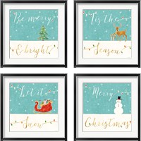 Framed 'Underlined Christmas 4 Piece Framed Art Print Set' border=