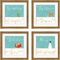 Framed 'Underlined Christmas 4 Piece Framed Art Print Set' border=