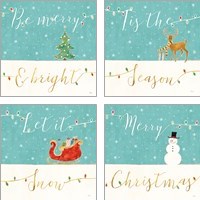 Framed 'Underlined Christmas 4 Piece Art Print Set' border=