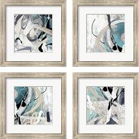 Framed 'Tangled Teal 4 Piece Framed Art Print Set' border=