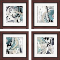 Framed 'Tangled Teal 4 Piece Framed Art Print Set' border=