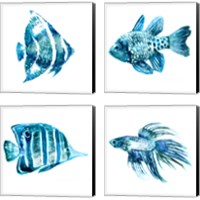 Framed 'Fish 4 Piece Canvas Print Set' border=