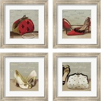 Framed 'Sassy Fashion 4 Piece Framed Art Print Set' border=