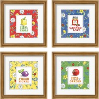 Framed 'Fresh From the Garden 4 Piece Framed Art Print Set' border=