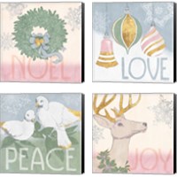 Framed 'Pastel Christmas 4 Piece Canvas Print Set' border=