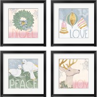 Framed 'Pastel Christmas 4 Piece Framed Art Print Set' border=