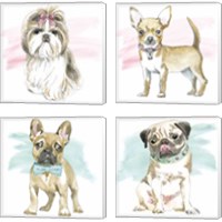 Framed 'Glamour Pups 4 Piece Canvas Print Set' border=