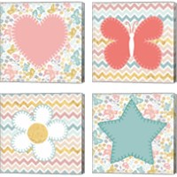 Framed 'Baby Quilt Gold 4 Piece Canvas Print Set' border=