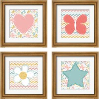 Framed 'Baby Quilt Gold 4 Piece Framed Art Print Set' border=