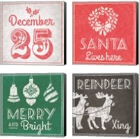 Framed 'Christmas 4 Piece Canvas Print Set' border=