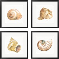 Framed 'Golden Treasures on White 4 Piece Framed Art Print Set' border=